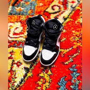 Jordan Boy patent leather black and white sneakers